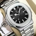 thumbnail image 3 of Montre d'Affaires Étanche Date Lumineuse Acier Inoxydable Quartz Carré Montre pour Homme, 3 of 4