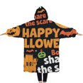 thumbnail image 2 of Oversized Wearable Blanket Hoodie,Halloween Festive Text Pattern Sherpa Blanket Hoodie with Super Pockets,Super Warm Fuzzy Pullover for Women & Men, 2 of 6