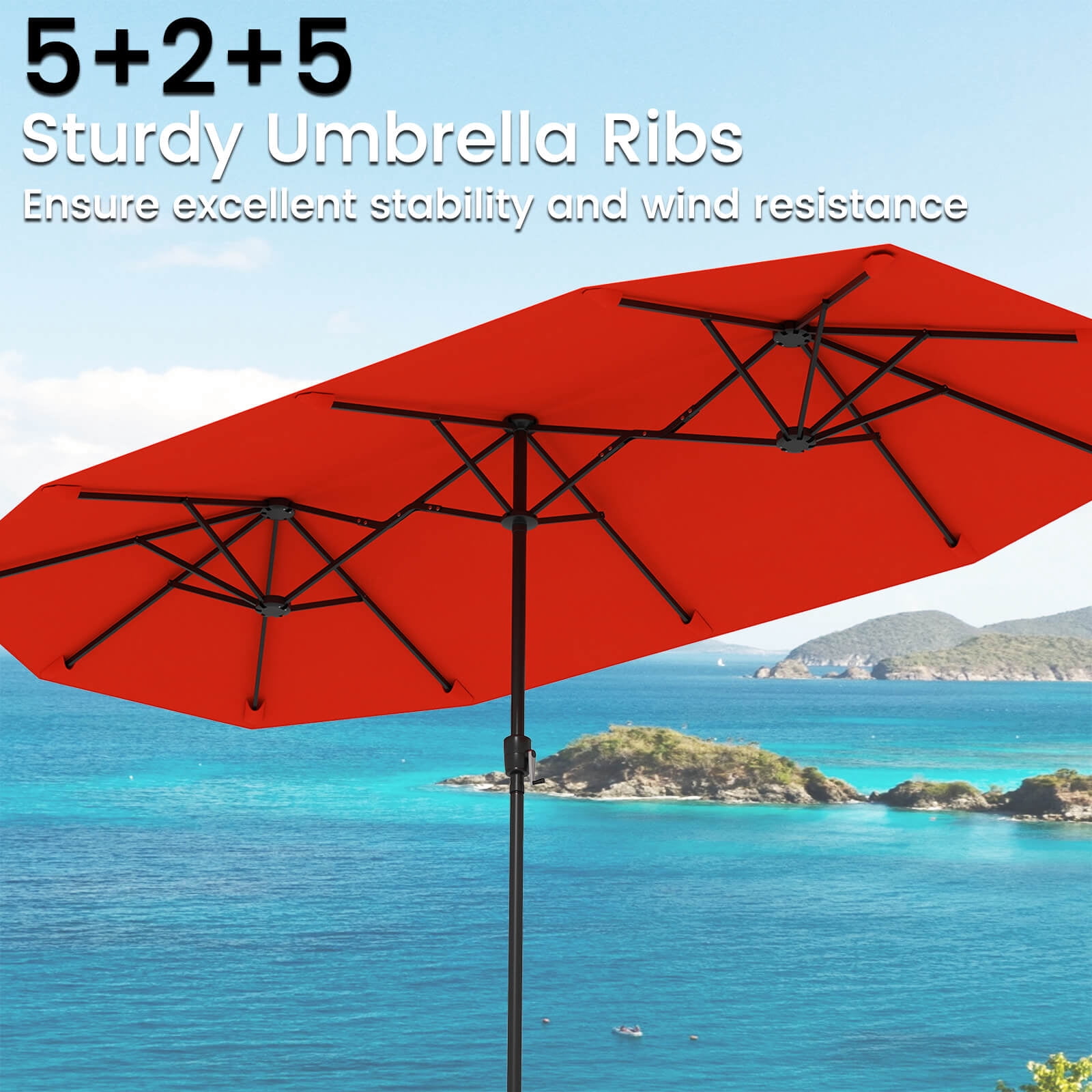 Costway 13 FT Large Patio Umbrella Outdoor Double-Sided Table Market Umbrella for Garden Orange