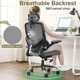 thumbnail image 4 of Ergonomic Home Office Chair with Mesh High Back, Adjustable Lumbar Support, Flip-up Armrest, Removable Headrest, Swivel Wheel, Space Saving, 330LBS (Black+Grey), 4 of 18