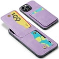 thumbnail image 2 of Designed for iPhone 12/12 Pro Credit Card Slots Flip Wallet Back Case, Vintage Ultra Slim Premium PU Leather Magnetic Snap Kickstand Drop Protective Phone Cover with RFID Blocking, Purple, 2 of 9