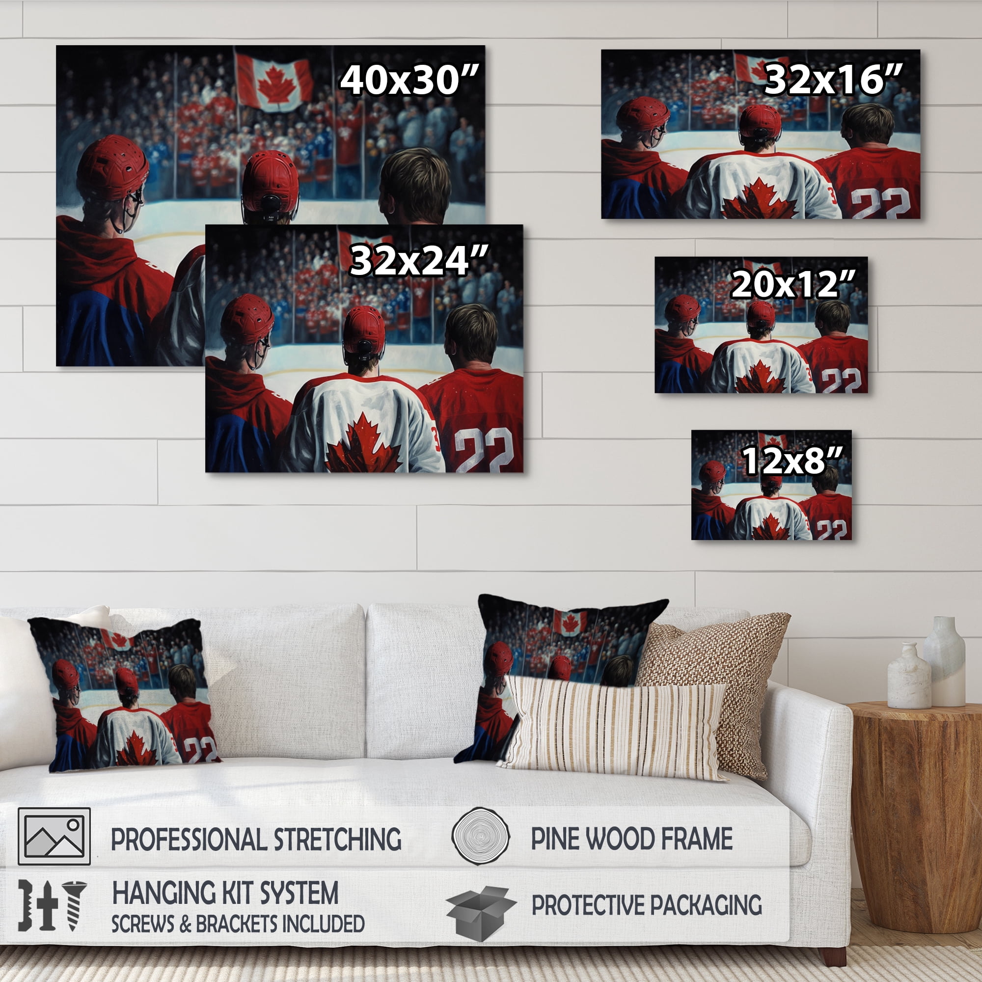 Designart Hocky Players During Game Canvas Wall Art