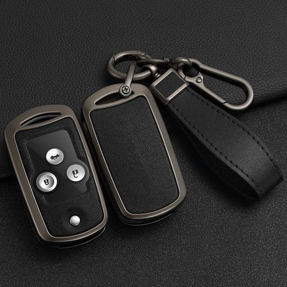 PU Leather 2/3 Button Flip Key Fob Cover Fit for Acura TL TSX ZDX MDX RDX Fit for Honda Civic IX Pilot Accord 8 CRV Jazz HRV Keyless with Leather Keychain