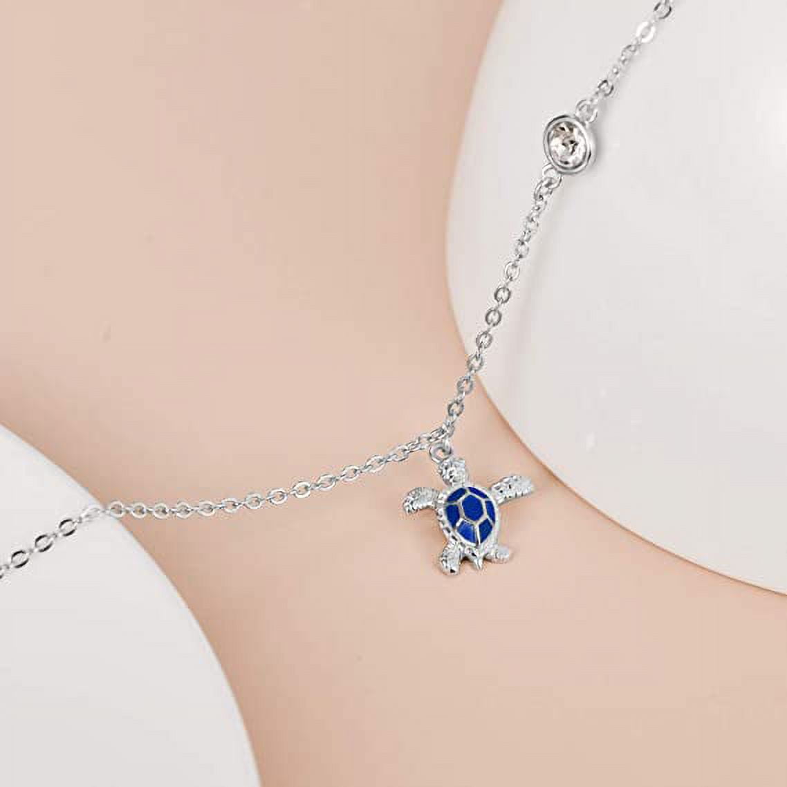 SOULMEET Christmas Gifts Turtle Anklets 925 Sterling Silver Adjustable Foot Ocean Beach Ankle Bracelet for Summer Jewelry Gifts for Women Friends Mother