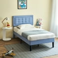 thumbnail image 3 of VECELO Twin Size Upholstered Bed Frame, Modern Platform Bed Frame with Adjustable Button Tufted Headboard for Bedroom, No Box Spring Needed, Easy Assembly, Light Blue, 3 of 8