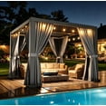thumbnail image 2 of Sunmthink 10' x 10' Louvered Pergola, Outdoor Aluminum Pergola with Curtains & Netting for Decks, Gardens and Backyards, Gray, 2 of 10