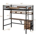 thumbnail image 6 of Twin Size Loft Bed Frame with Charging Station and Desk, Metal Loft Bed with Storage Fabric Drawers & Shelve and Safety Guardrail for Bedroom, Apartment, Dorm, Mattress Not Included, Black, 6 of 6