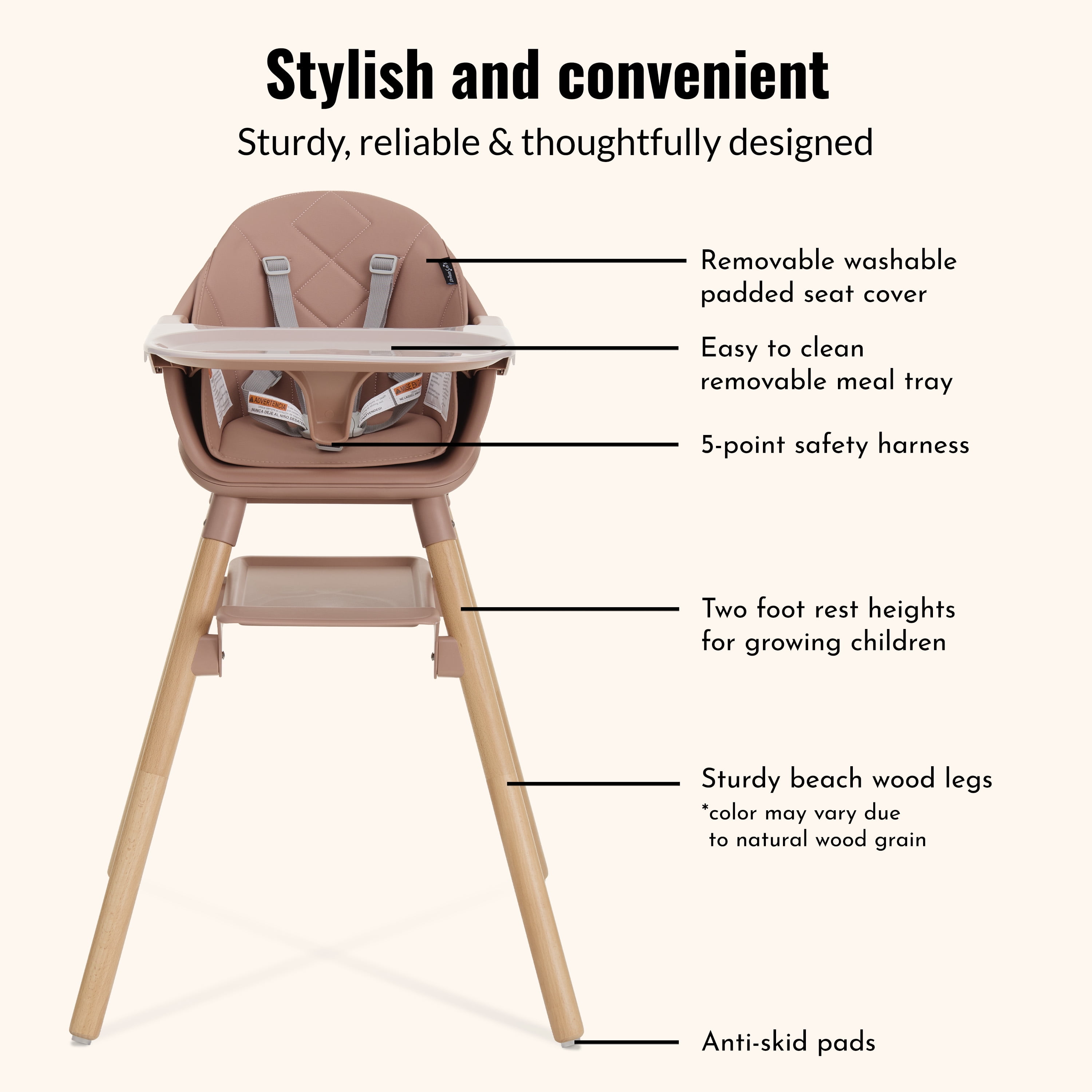 Dream On Me Nibble Nest 3-in-1 Highchair, Pink