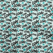 oneOone Cotton Flex Arctic Blue Fabric Valentine Love Heart Craft Projects Decor Fabric Printed By The Yard 40 Inch Wide