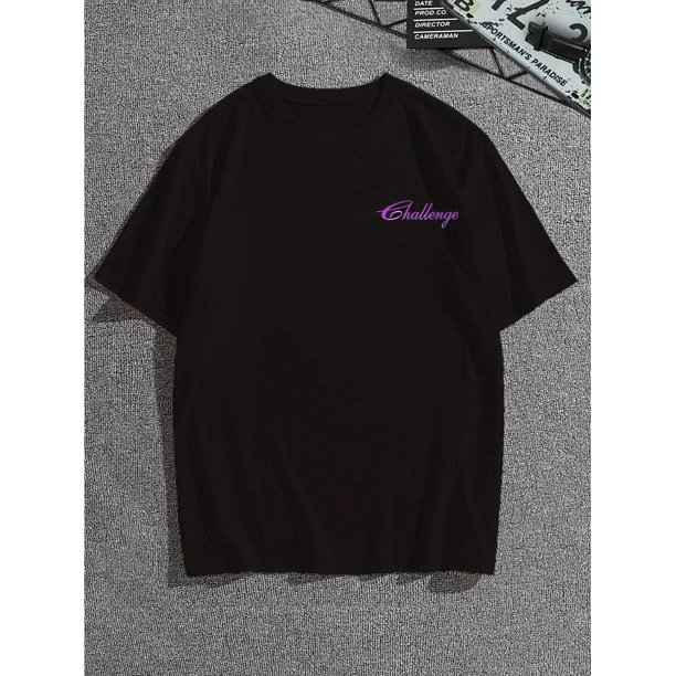Camiseta gráfica de estilo urbano para hombre: manga corta, estampado de llamas negras, cuello redondo, ropa informal de verano, mezcla de algodón, lavado a mano únicamente.