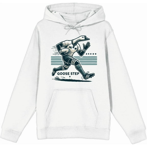 Rugby Goose Step Adult White Long Sleeve Hoodie-XXL
