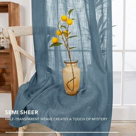 Bright White Sheer Curtains 84 Inches Long Faux Linen Solid Voile Grommet For Bedroom Living Room 2 Panels Canada Faux Linen Solid Voile Grommet Curtains, Bright White Sheer Curtains