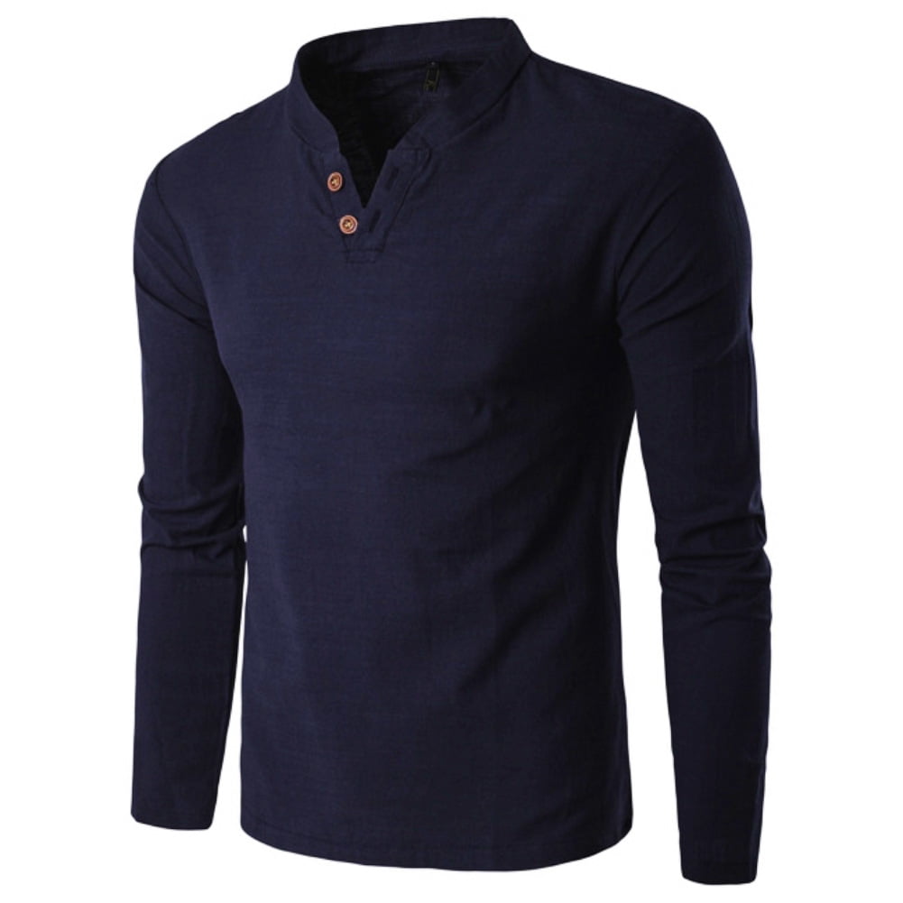 Details about   Men Baggy Solid Cotton Linen Long Sleeve ButtonS Pocket T Shirt Blouse Plus Chic 