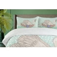 thumbnail image 4 of Ambesonne Queen Duvet Cover Set, Cartoon Swan on Water, 2-Calking, Mint Green Beige Coral, 4 of 7