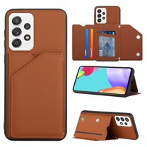 Allytech Galaxy A53 5G Case with Wallet, PU Lether Magnetic Clasp Cards Slots Kickstand Shockproof Protective Back Flip Case Wallet Cover for Samsung Galaxy A53 5G - Brown