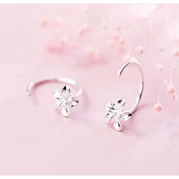 K-KED 925 Sterling Silver Flower Drop / Dangle Hook Earrings for Women