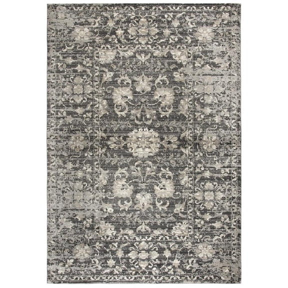 Alora Decor Swagger 6'7" x 9'6" Floral Distress Gray/Dk Gray/Tan/Ivory/Black Rug