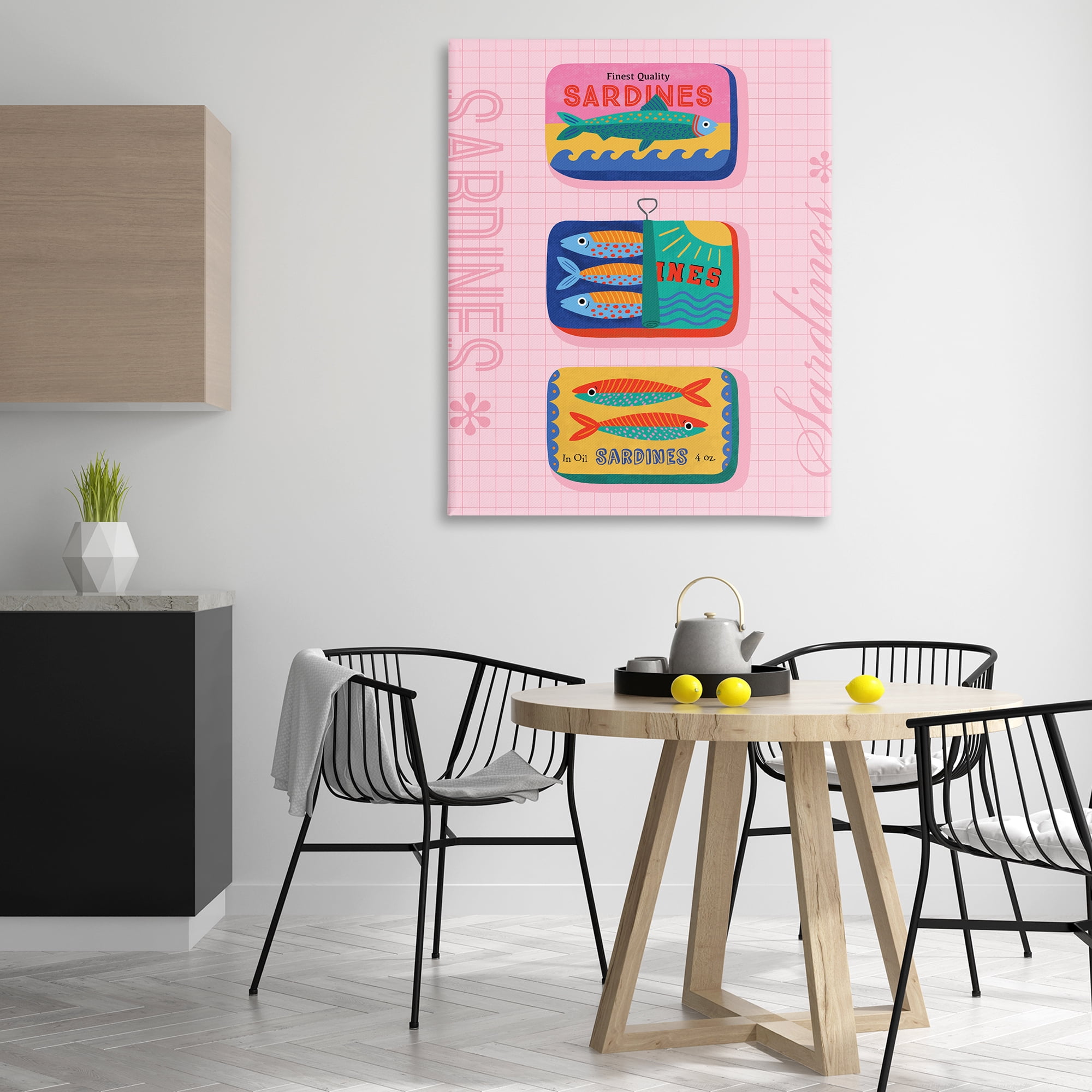 Stupell Industries Bright Sardine Can Designs Food & Beverage Painting Wrapped Canvas Art Print Wall Art, 36 x 48