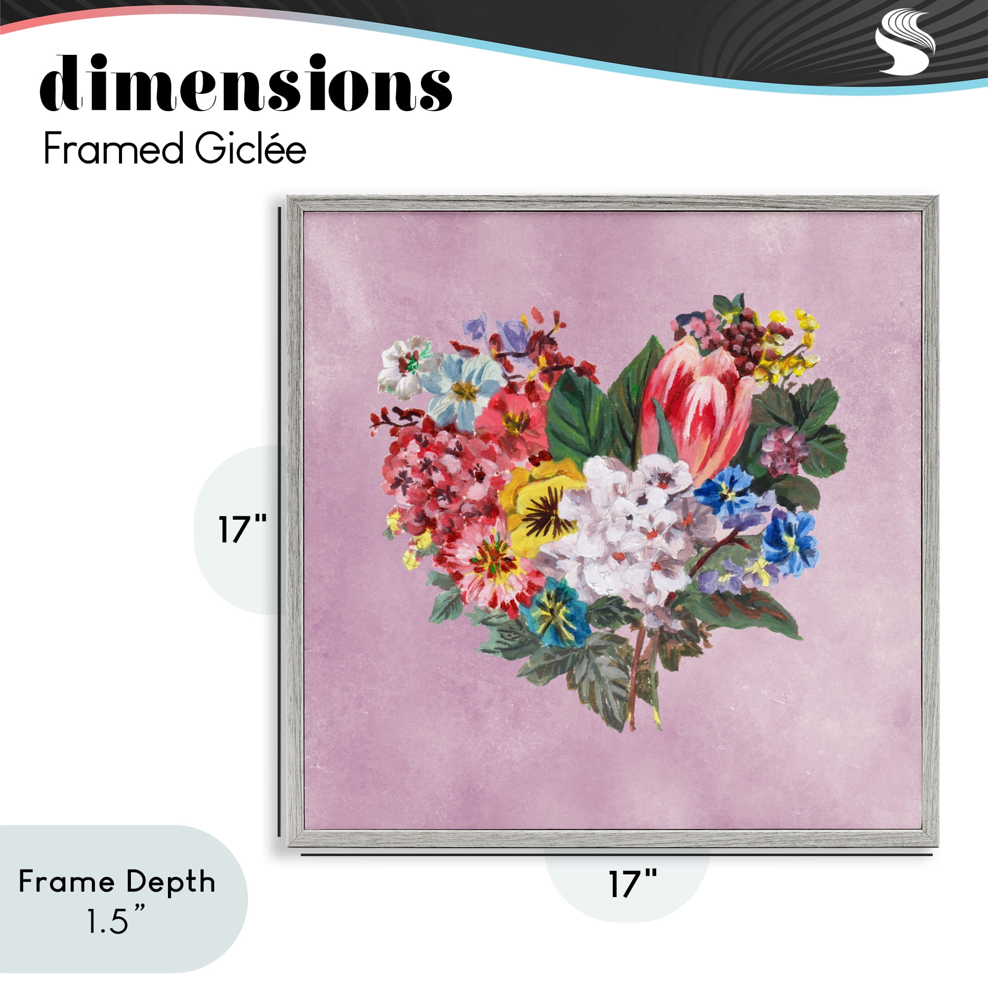 Stupell Industries Heart Shaped Garden Blooms Gray Framed Giclee Art, design by Melissa Wang