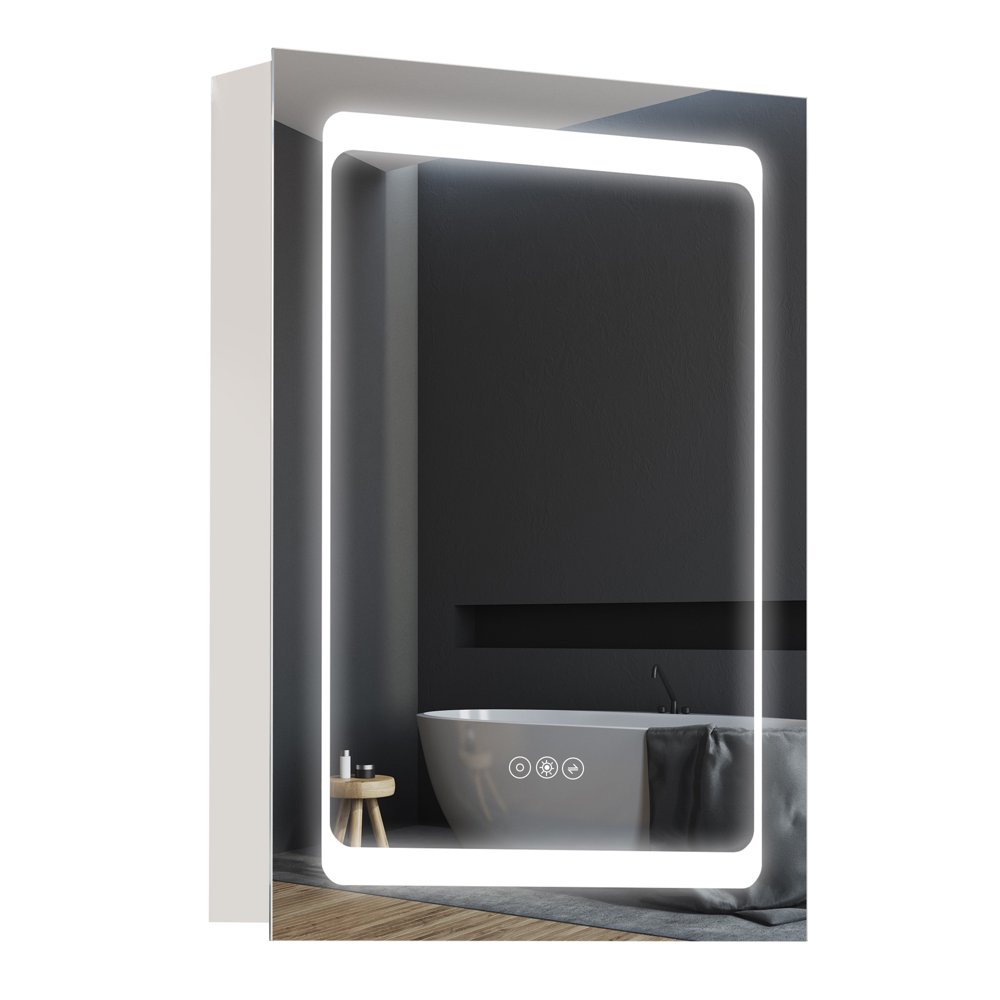 kleankin Dimmable LED Lighted Medicine with Mirror, Wall