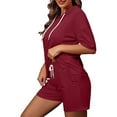 thumbnail image 4 of Maean Women's Two Piece Outfits Shorts Sets Summer Sweatsuit Sets Short Sleeve Hoodie and Bottoms with Pockets, 4 of 7