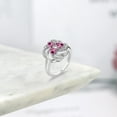 thumbnail image 4 of Gem Stone King 925 Sterling Silver Heart Pink Tourmaline 3-Stone Ring for Women (1.01 Cttw, Heart Shape 4MM, Gemstone October Birthstone, Size 9), 4 of 4