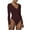 Burgundy, variant on Elainilye Fashion Tummy Control Thong Shapewear Long Sleeved Versatile Solid Color Tight Fitting Cutout Jumpsuit Bodysuit,Black