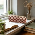 thumbnail image 4 of Pencil Pouch Knit Retro Checkerboard Plaid Storage Bag Holds 40 Pens and Markers for Office Desk Artist Travel Makeup Brush Organizer 8.2 X 3.1 Inches, 4 of 6