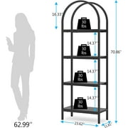 Finmind 70.8 Industrial 4-Tier Bookshelf: Wood and Metal Display Rack (Black, 2PCS)
