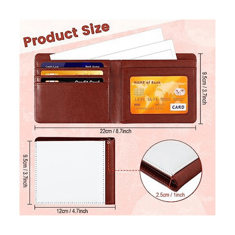AiDiYGECO 5 pcs sublimation Wallet blank for men leather heat transfer  fathers day Sublimate wallets card holder DIY black pocket wallets office
