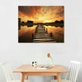 thumbnail image 2 of PIKWEEK  Landscape Artworks Pictures Wall Art: Stairway to Heaven’s Sunset Stunning Lake Bridge Print on Canvas for Living Room, 2 of 4