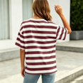 thumbnail image 5 of Jamsmile Women T-Shirts Striped Print Loose Fit Short Sleeve Summer Tee Shirts Tops Casual Oversize Basic Baggy Loose Tops, 5 of 5
