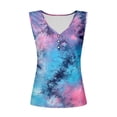 thumbnail image 4 of Wang6 Womens Plus Size Tank Tops Summer Ribbed Button up Sleeveless Shirts Causal Slim Fit Floral Printed Tunic T Shirts Tees Blue M, 4 of 5