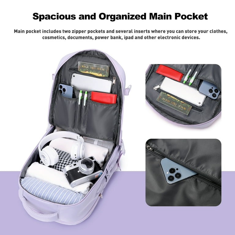 backpack two laptops clothing 2PCS Travel Laptop Backpack Set Carry-on Overnight Weekender Bag Daypack  for Women College