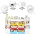 thumbnail image 4 of Homfa Kids Toy Storage Organizer Shelf with 8 Cube Storage Bins, White Kids Bookcase, Wood Toy Boxes for Playroom, White/ Primary, 4 of 7