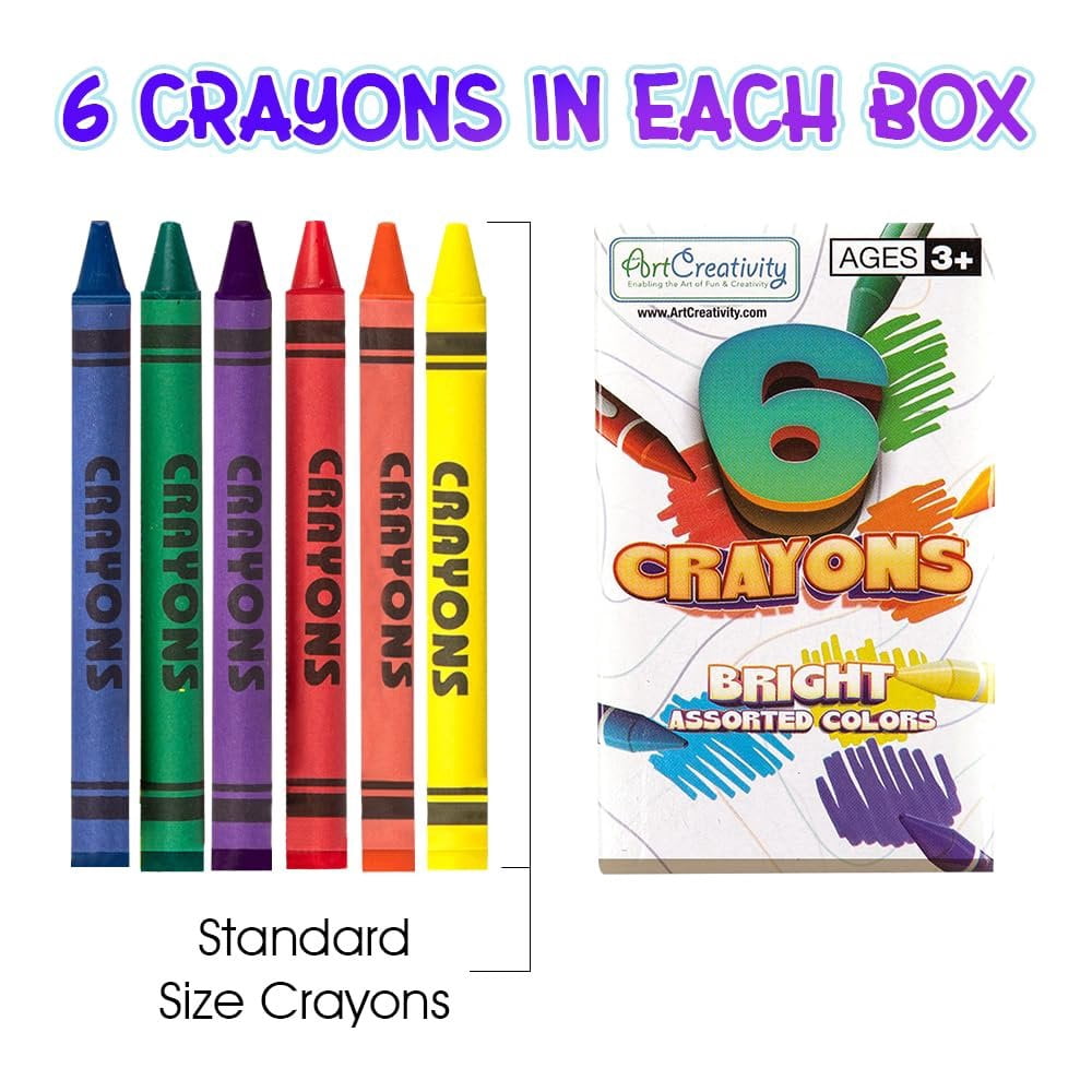 ArtCreativity Crayons Bulk Set - 75 Packs, 450 Total - Kids Crayons in 6 Colors - Classroom & Party Favors