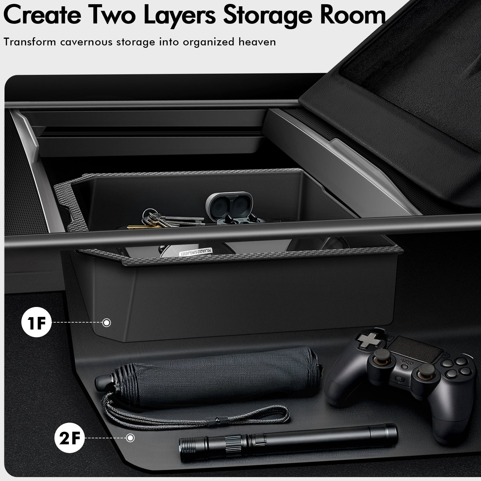 Upgraded Tesla Model 3 Accessories 2025-2024 Highland Center Console Organizer Tray 5PCS for Tesla Model Y Juniper 2025, Hidden Storage Box, Cup Holder & Armrest Drawer Organizer