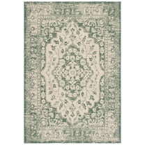 SAFAVIEH Courtyard Carleton Medallion Indoor/Outdoor Area Rug, Beige/Dark Green, 2' x 3'7"