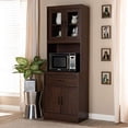 thumbnail image 2 of Baxton Studio Laurana Modern and Contemporary Dark Walnut Kitchen Cabinet and Hutch, 2 of 5