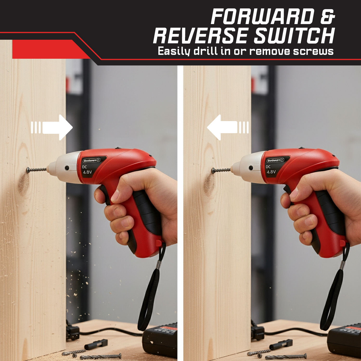 Stalwart 4.8V Cordless Screwdriver Kit, 25-Piece Set Red photo 6