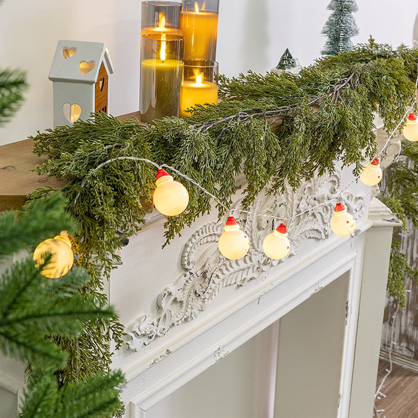 KOYPTL 6ft Christmas Garlands Cedar Pine Garland Real Touch Artificial Faux Greenery Garland for Table, Mantle, Staires, Wall Holiday Indoor Outdoor Christmas Decorations