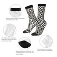 thumbnail image 4 of Balery Black White Stripes Calcetas Largas con Estampado para Hombre y Mujer – Suaves y Transpirables, Talla Única (US 5-11), 4 of 6