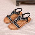 thumbnail image 4 of Women's Sandals Fashion Casual Bohemian Elastic Bands Rhinestone Flower Roman Thick Sole Sandals Large Size Womens Summer Sandals Shoes, 4 of 8