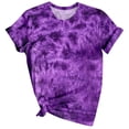 thumbnail image 1 of CHOK Hauts d'Été pour Femmes, T-Shirt Imprimé Teinture sur Nœuds à Col Rond et Manches Courtes, Tunique Décontractée pour Vacances, 1 of 3