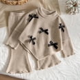 thumbnail image 2 of Enyan Toddler Baby Girl Clothes Outfit Long Sleeve Shirt Top Bell Bottom Pants Two Piece Fall Winter Outfits,9-12 Months, 2 of 6