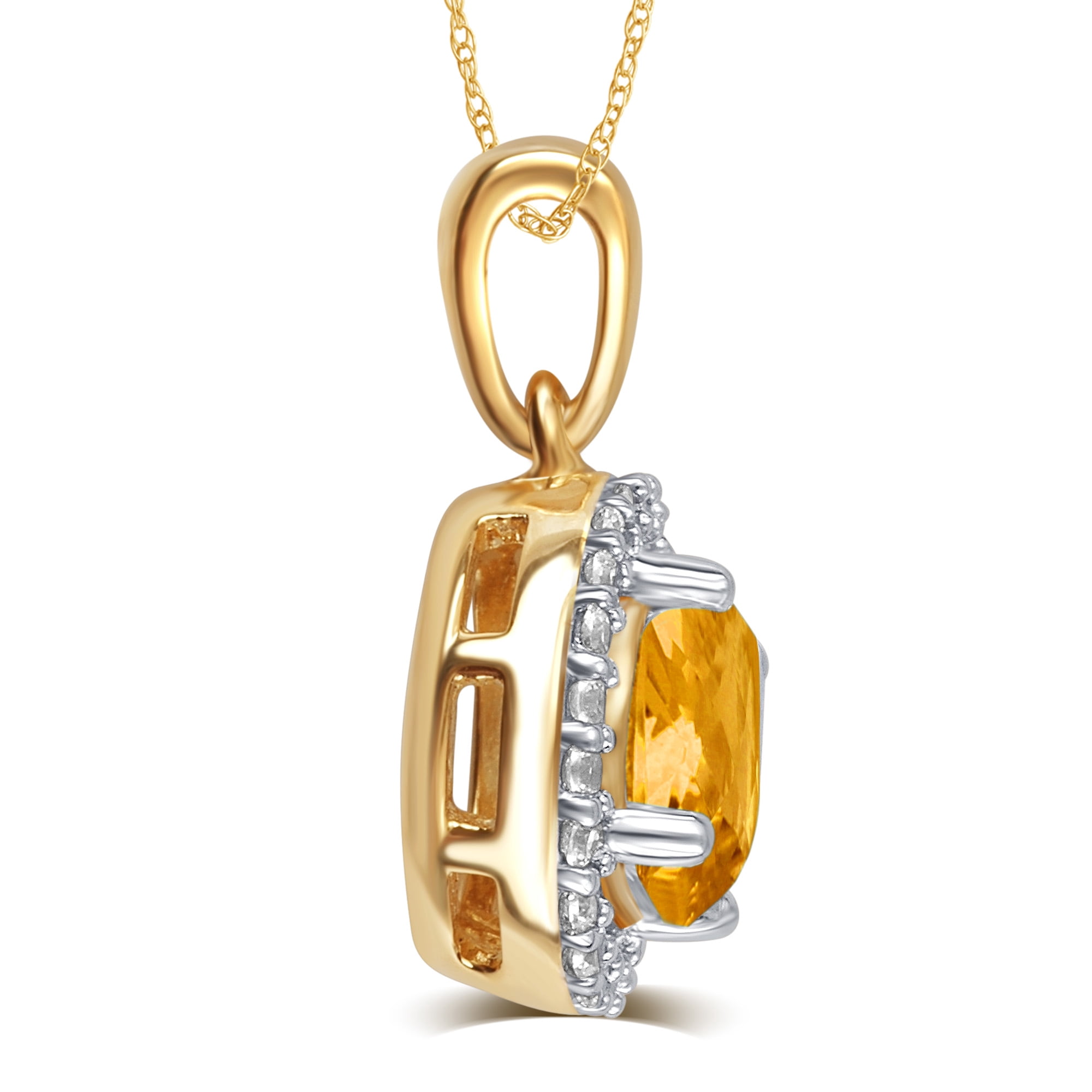 Citrine and White Sapphire Birthstone Pendant in Sterling Silver