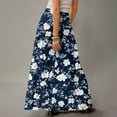 thumbnail image 5 of WULMLEO Long Skirts for Women Trendy Boho High Waisted Maxi Skirts with Pockets Floral Flowy Beach Vacation A Line Skirt Royal Blue M, 5 of 5