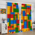 thumbnail image 4 of Building Block Toy Curtains，Abstract Contour Colorful Plastic Toy Brick Geometric Print Pattern Window Drapes for Boys Girls Bedroom Playroom Living Room Set 2 Panels,63x72 Inches, 4 of 8
