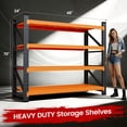 thumbnail image 4 of AUHUP 4-Tier Garage Storage Shelves 3000LBS Heavy Duty Metal Shelving 48" W Shelving Unit for Warehouse,Basement Industrial,Home Utility Rack Shelf,48"W x 24"D x 70"H,Black&Orange, 4 of 10