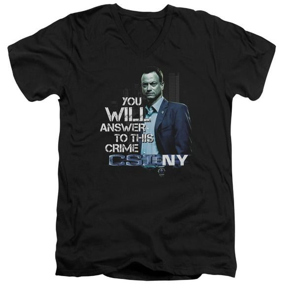 Csi Ny You Will Answer Adult V-Neck T-Shirt Black